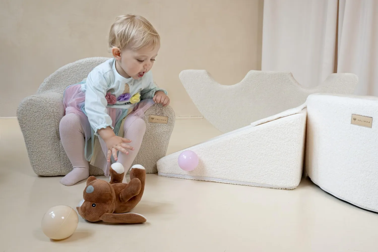 Velinda Fauteuil Boucle fauteuil enfant cappuccino doux