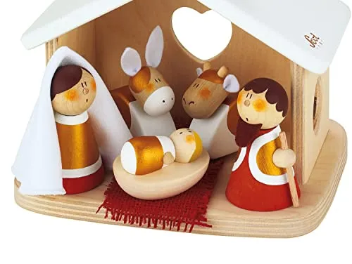 Sevi crèche Noël bois 5 figurines 7,5 cm