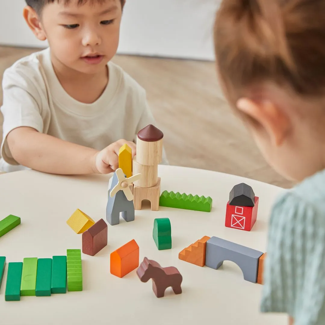 PlanToys Country Blocks blocs ferme bois 27 pièces
