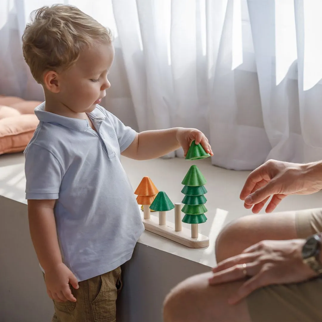 PlanToys Sort & Count Trees jeu à empiler bois 14 pièces