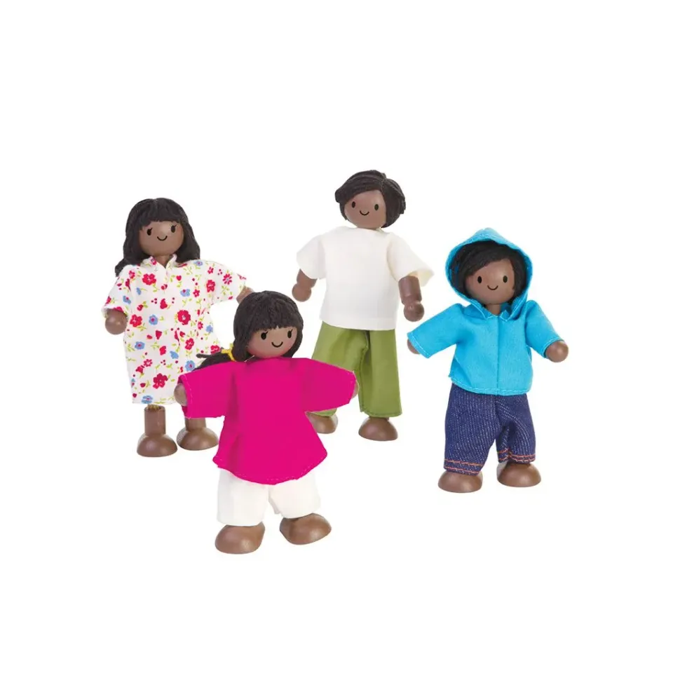 PlanToys Doll Family poupées peau foncée bois