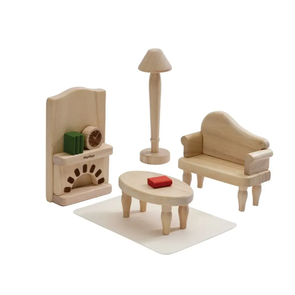 PlanToys Victorian Living Room mobilier poupée 7 pièces bois