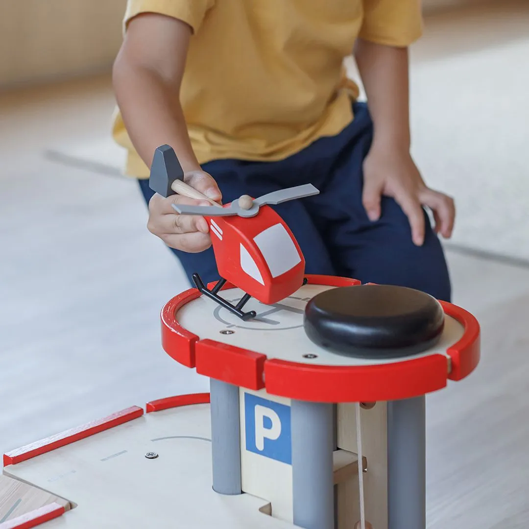 PlanToys Helicopter hélicoptère bois hélices 3 ans