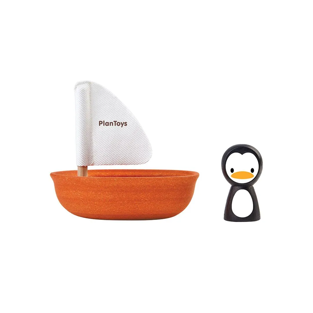 PlanToys Sailing Boat Penguin bateau bain bois 12 mois