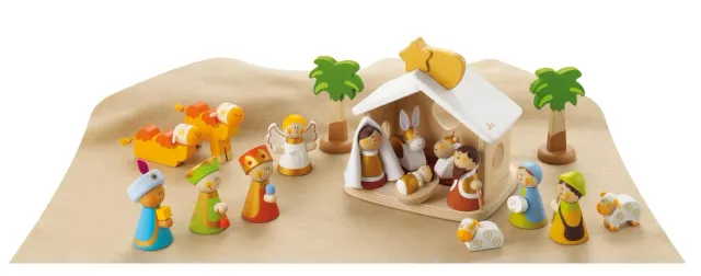 Sevi Large Wooden crèche en bois classique personnages étoile