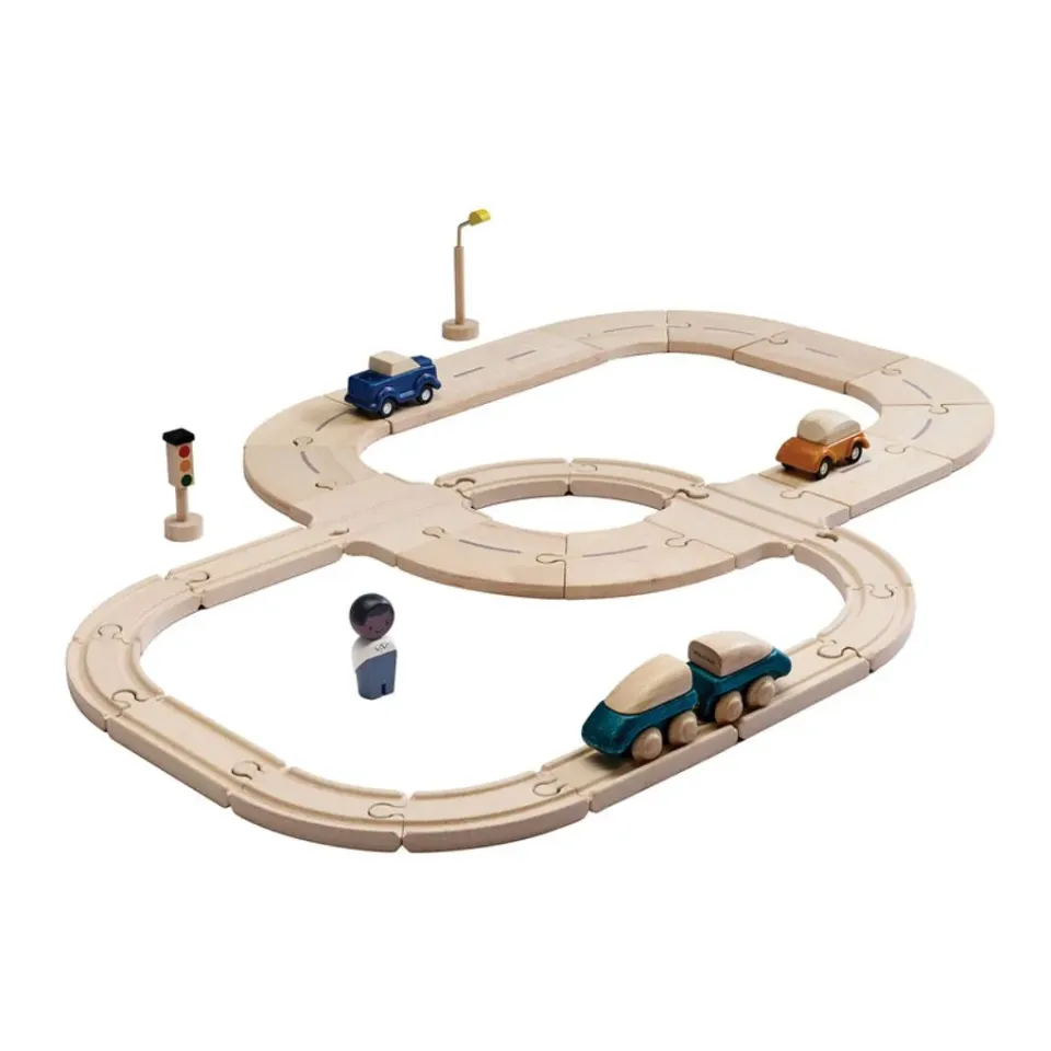 PlanToys My First Rail & Road Circuit Train Bois 31 pièces