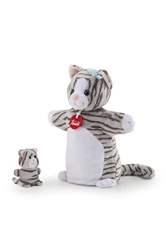 Trudi Puppet Baby 29865 marionnette chat blanc gris 23 cm