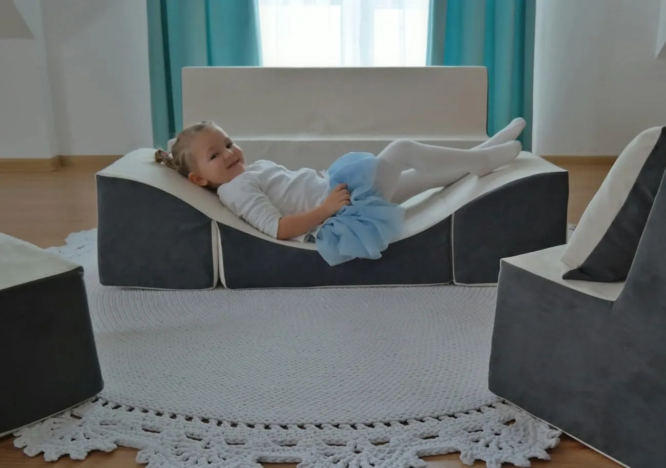 Velinda ensemble canapé enfant beige-gris 4 pièces