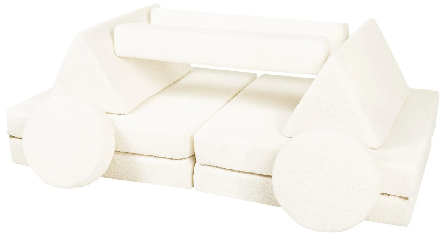 Velinda canapé bouclé modulaire menthe mousse enfant