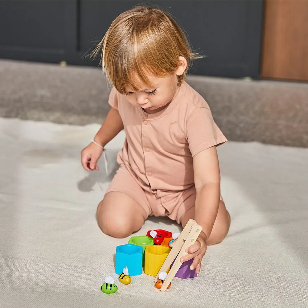 PlanToys Beehives jeu abeilles pince 6 ruches dès 3 ans