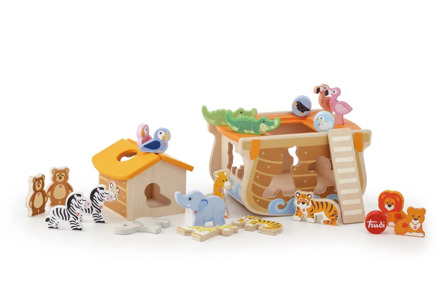 Trudi Sevi 88015 arche de Noé jeu en bois 24 cm animaux