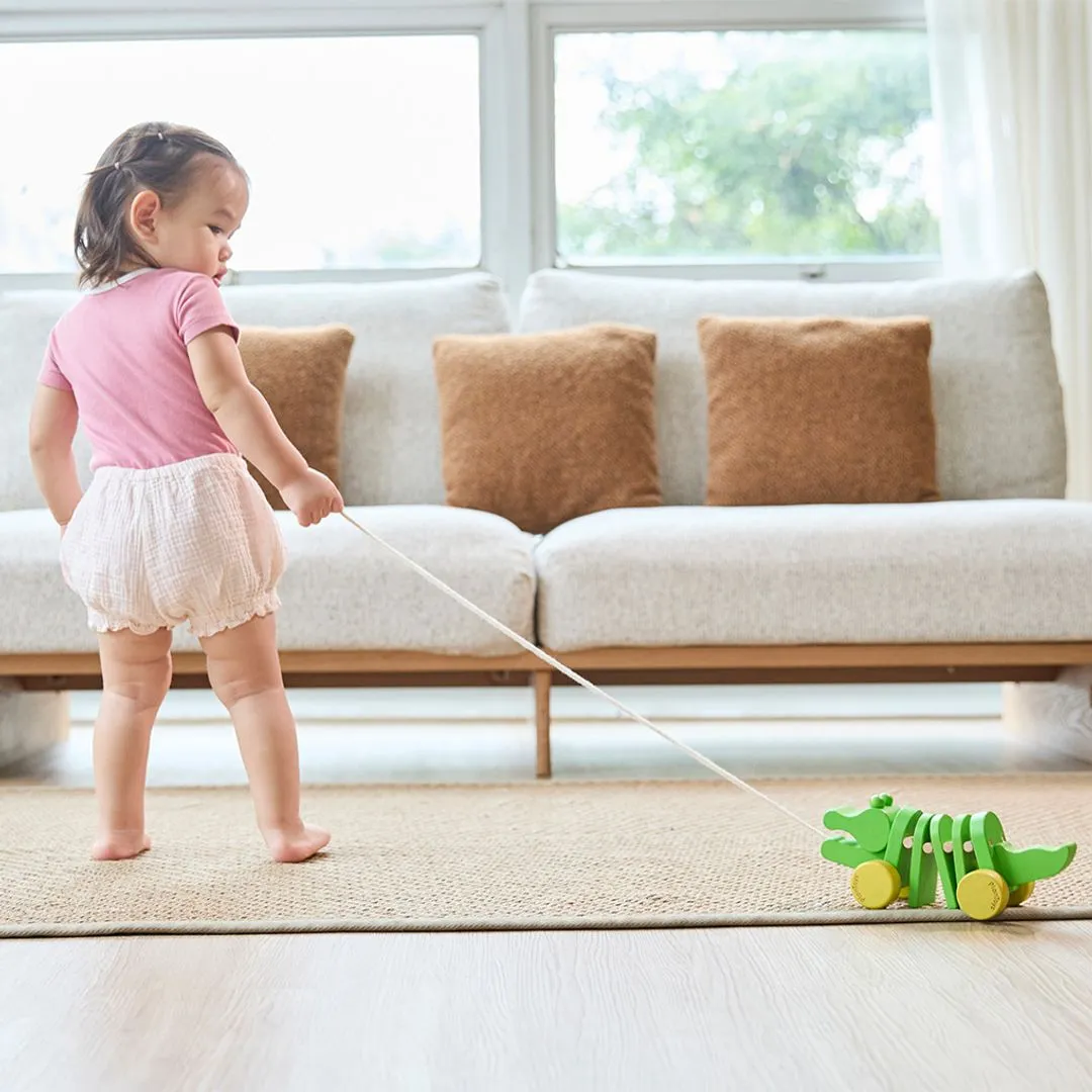 PlanToys Dancing Alligator jouet à tirer bois à traîner