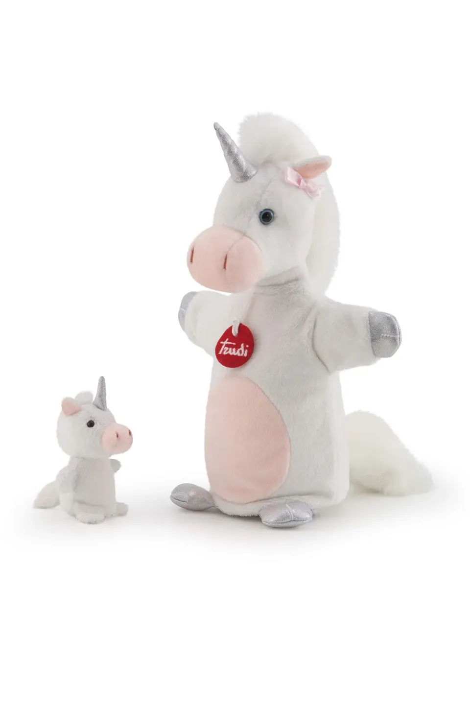 Trudi 29864 marionnette licorne Mama Baby blanc rose 29 cm