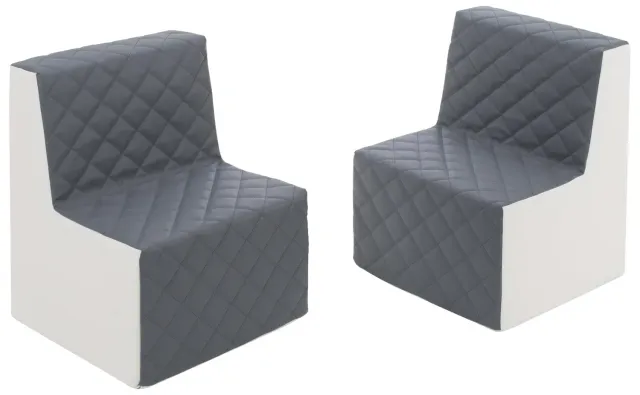 Velinda Repos 2 fauteuils enfant blanc gris éco-cuir