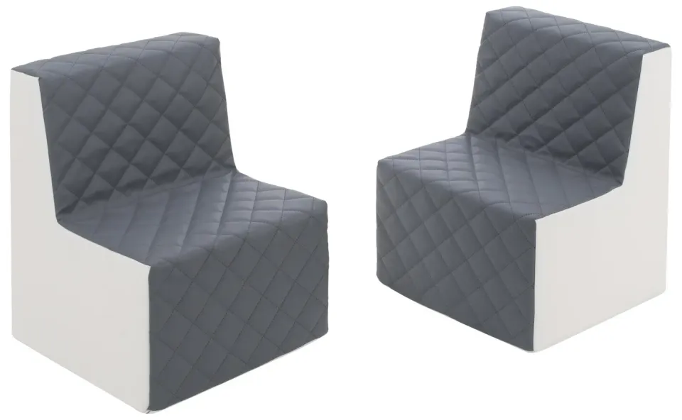 Velinda Repos 2 fauteuils enfant blanc gris éco-cuir