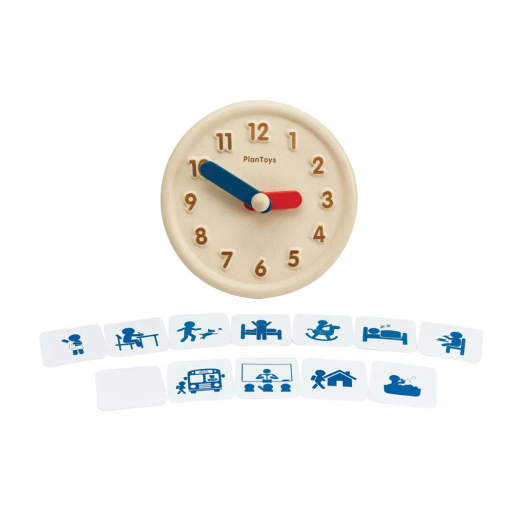 PlanToys Activity Clock horloge éducative bois 3 ans