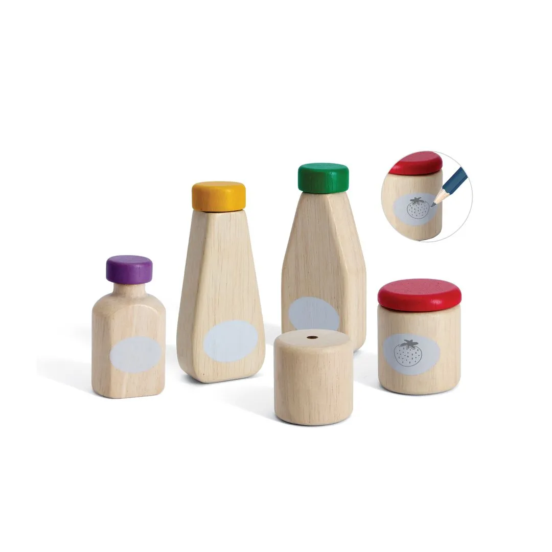 PlanToys Condiment Set dinette condiments bois 2 ans