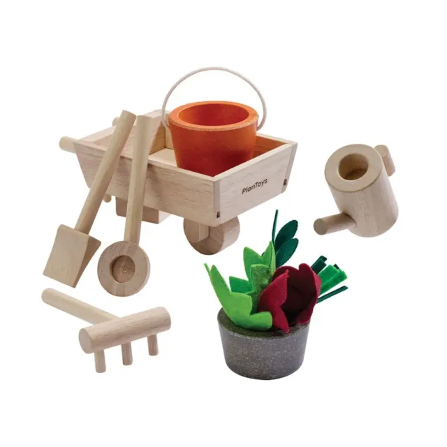PlanToys Garden Wheelbarrow Set jouet jardin 11 pièces bois