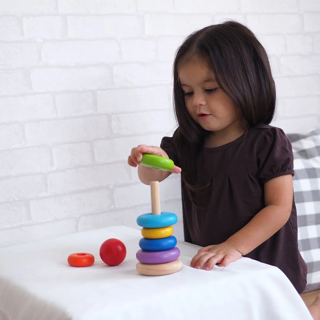 PlanToys Stacking Ring pyramide anneaux bois 12 mois