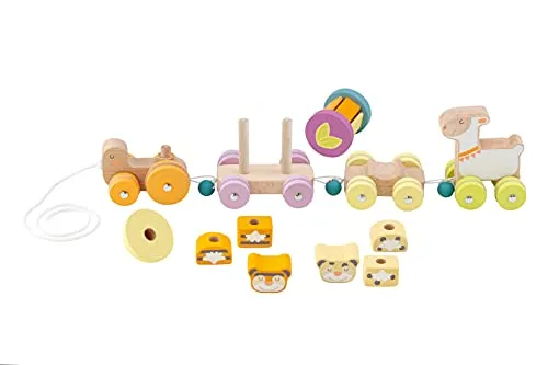 Trudi Sevi TUE45000 train animaux jouet bois pastel