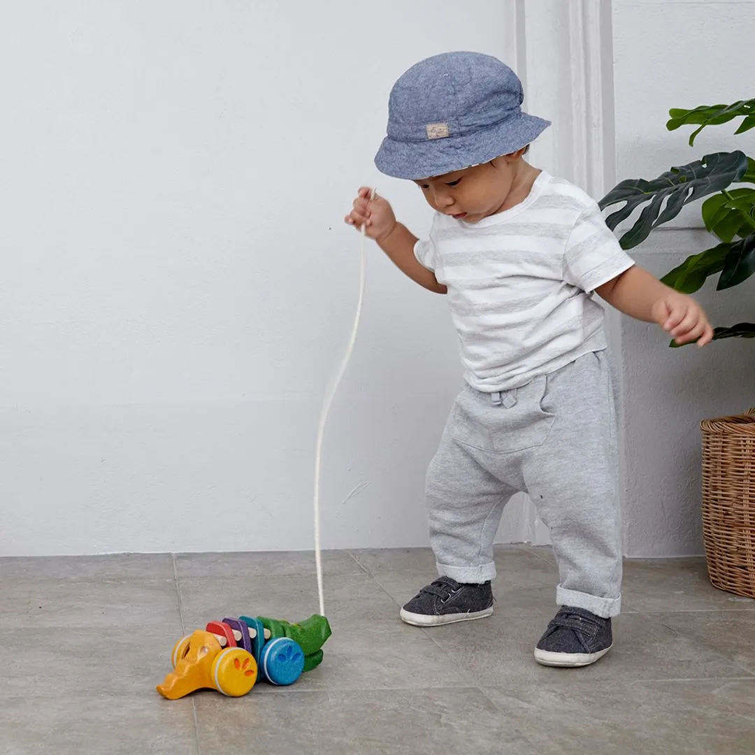 PlanToys Rainbow Alligator Jouet à Tirer Bois Multicolore