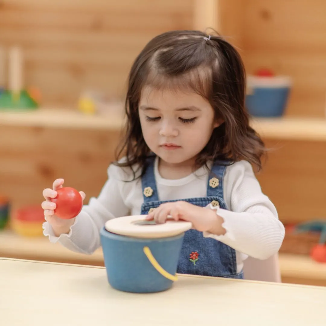 PlanToys Pop N Drop Bucket seau balle bois 12 mois