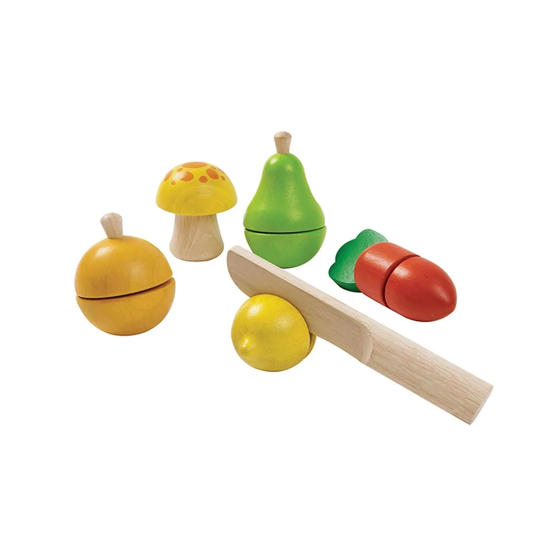 PlanToys Fruit & Vegetable set fruits à découper en bois