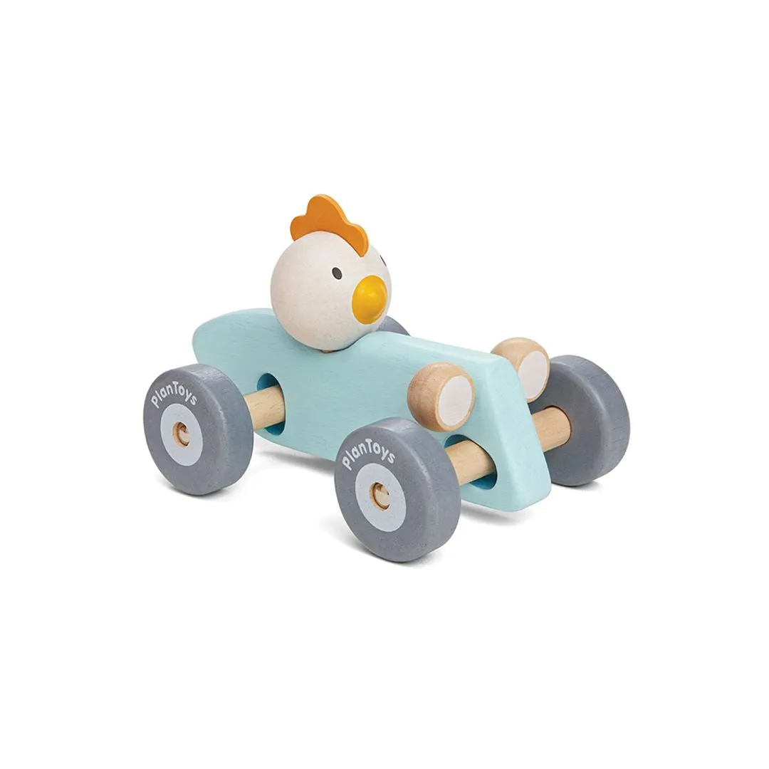 PlanToys Chicken Racing Car voiture course poulet bois