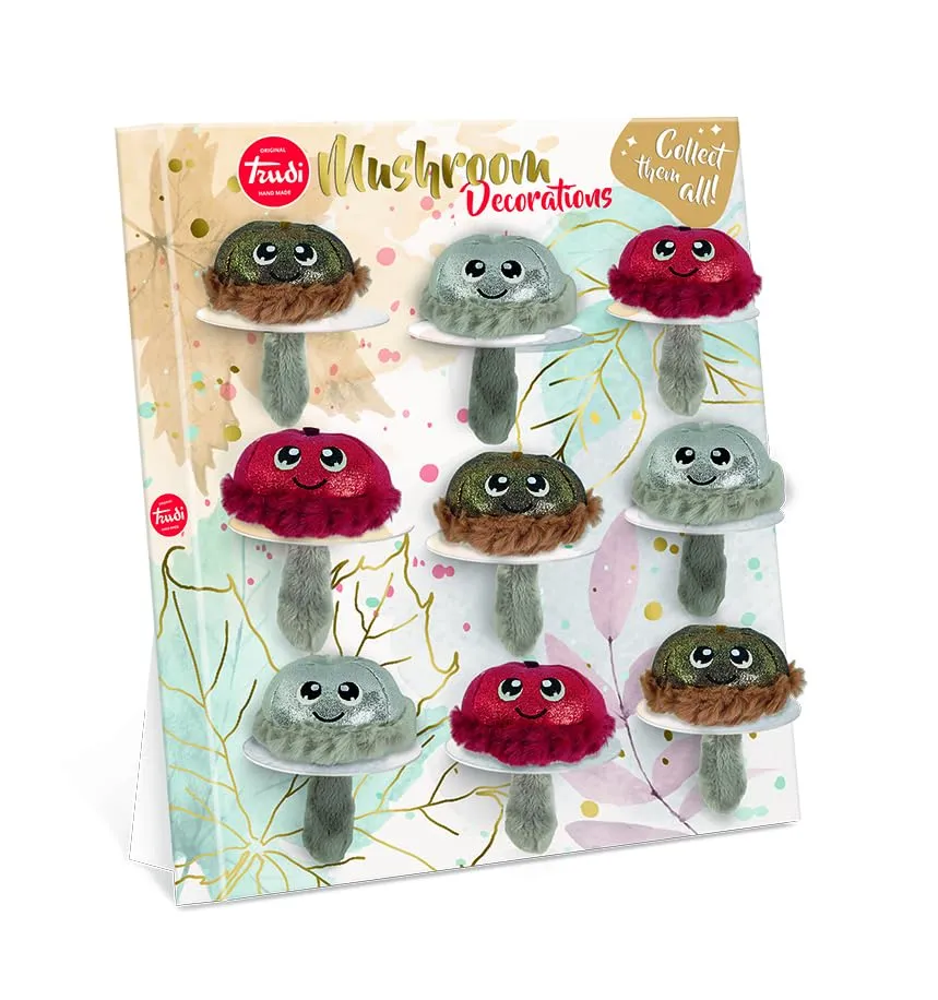 Trudi Xmas 29364 déco champignons peluche 9 pcs