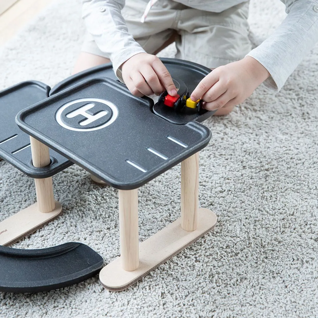 PlanToys Race N Play garage parking rampe craie