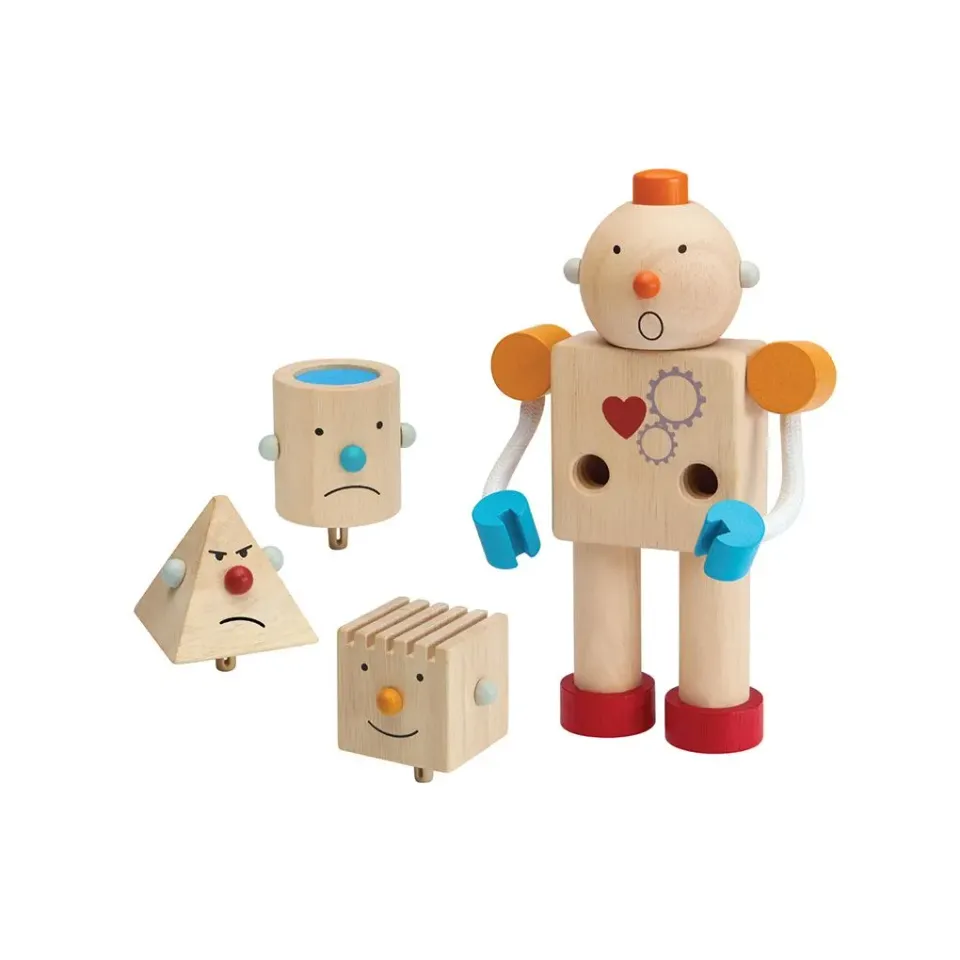 PlanToys Build-A-Robot émotions bois 4 têtes dès 3 ans