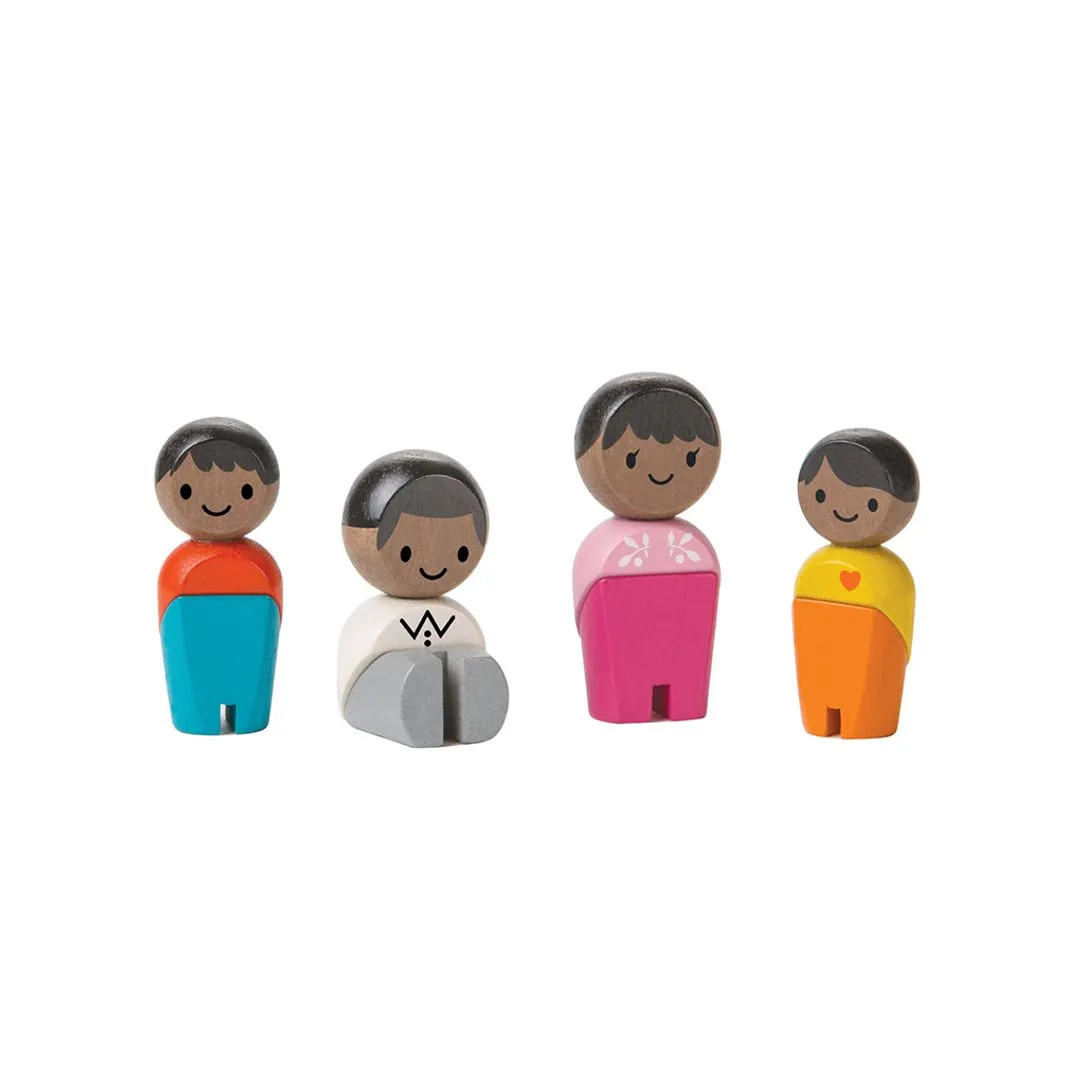 PlanToys Family figurines famille bois peau foncée 4p