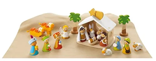 Sevi Large Wooden crèche en bois classique personnages étoile