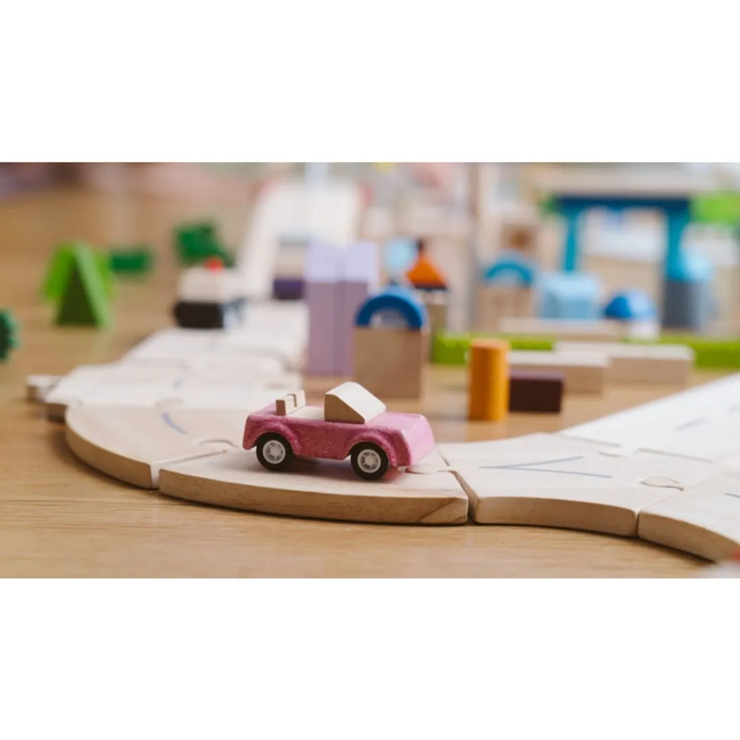 PlanToys Sports Car rose voiture en bois dès 3 ans