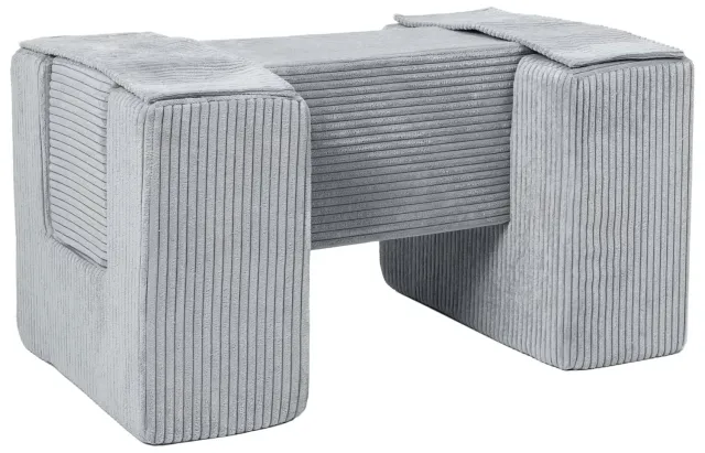 Velinda Passerelle Lot de 3 Blocs en Mousse Gris Velours Côtelé