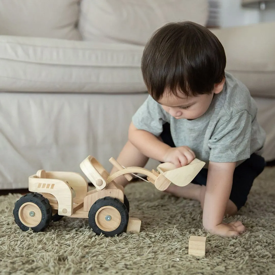 PlanToys Bulldozer engin chantier en bois dès 3 ans