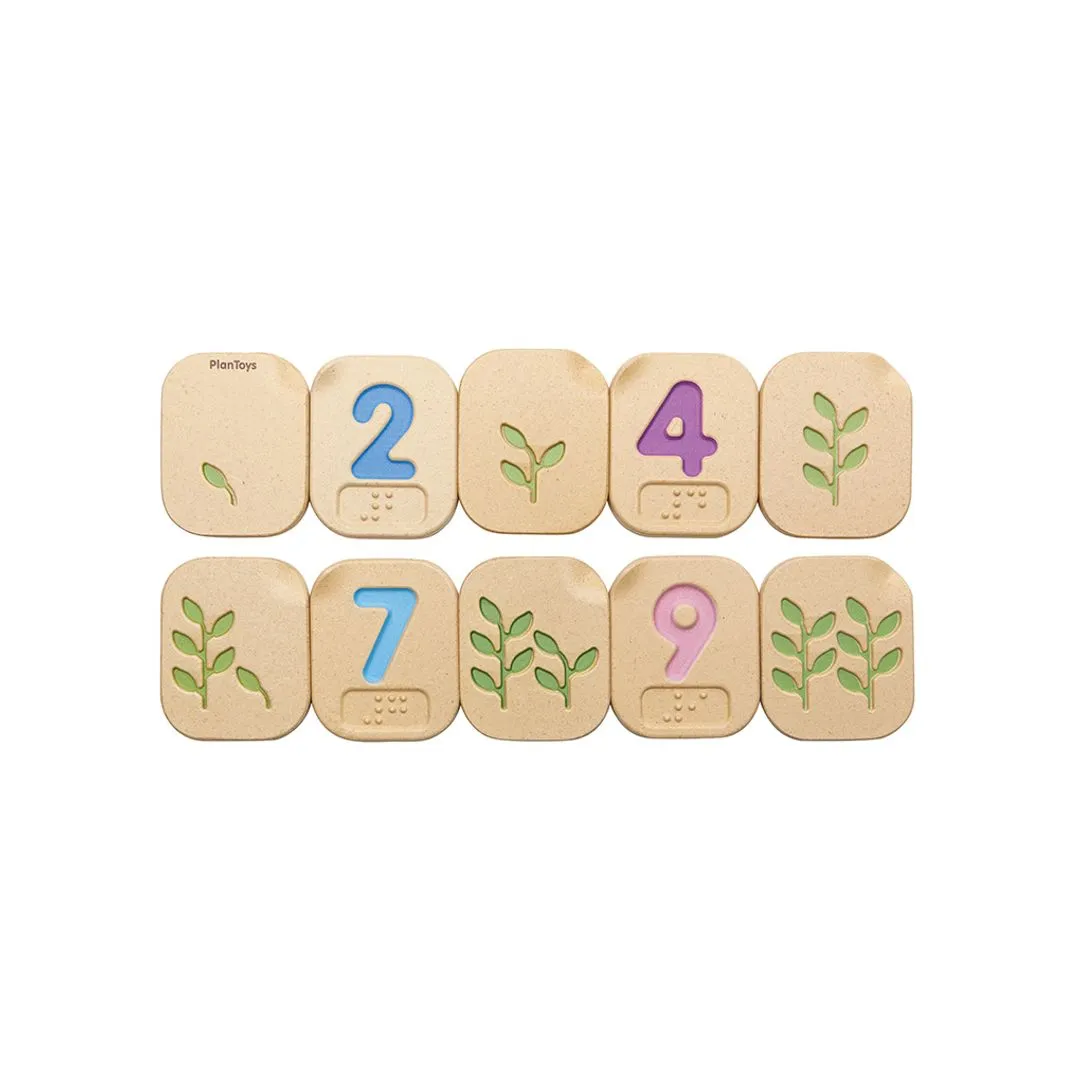 PlanToys Braille Numbers chiffres braille bois 1-10 2 ans