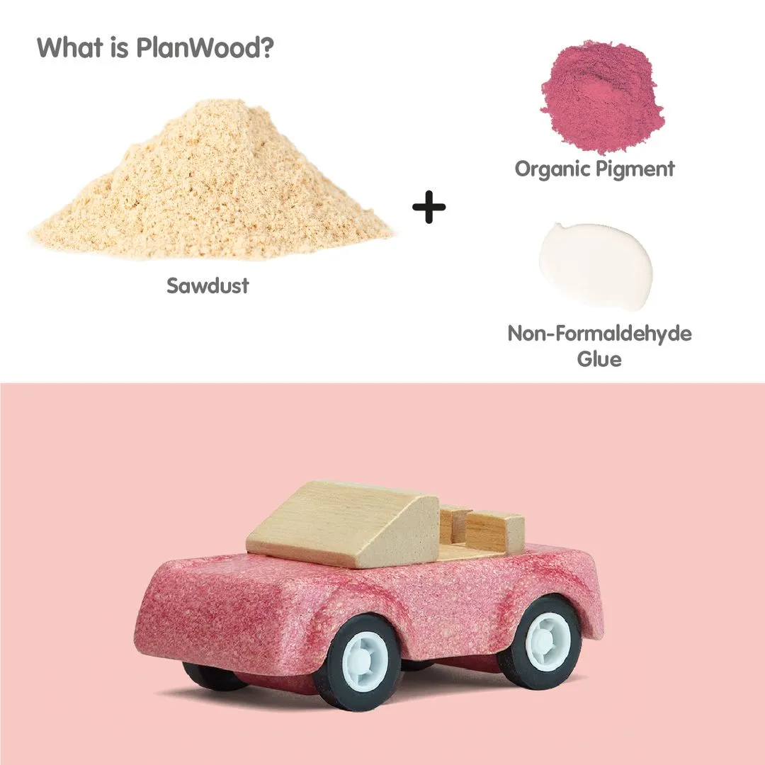 PlanToys Sports Car rose voiture en bois dès 3 ans