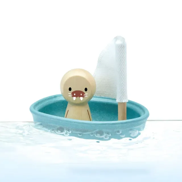 PlanToys Sailing Boat Walrus bateau de bain bois