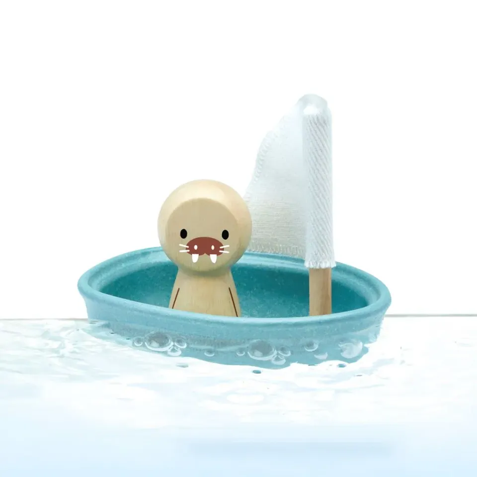 PlanToys Sailing Boat Walrus bateau de bain bois