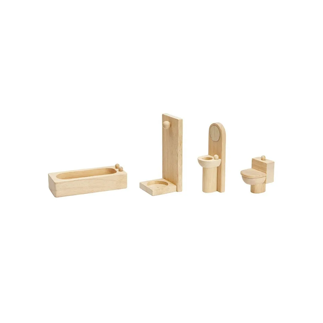 PlanToys Bathroom Classic salle de bain poupée bois 4 pièces