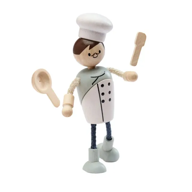 PlanToys Chef Doll Figurine Cuisinier 3 Pièces Bois