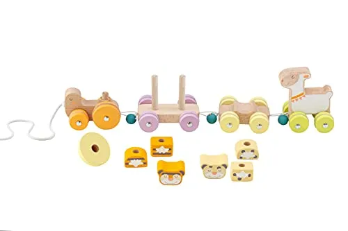 Trudi Sevi TUE45000 train animaux jouet bois pastel