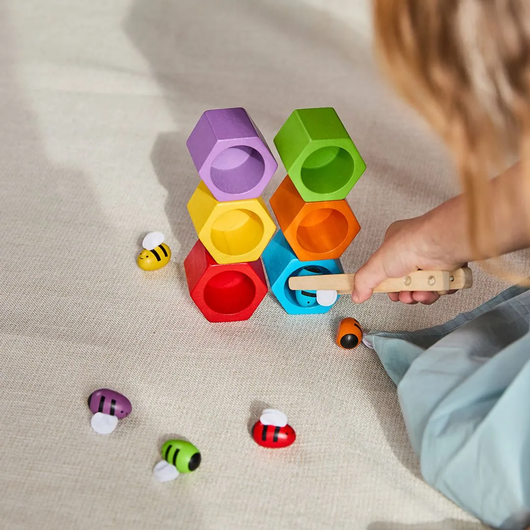 PlanToys Beehives jeu abeilles pince 6 ruches dès 3 ans
