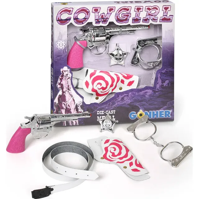 Gonher Cowgirl set revolver amorce 8 coups métal