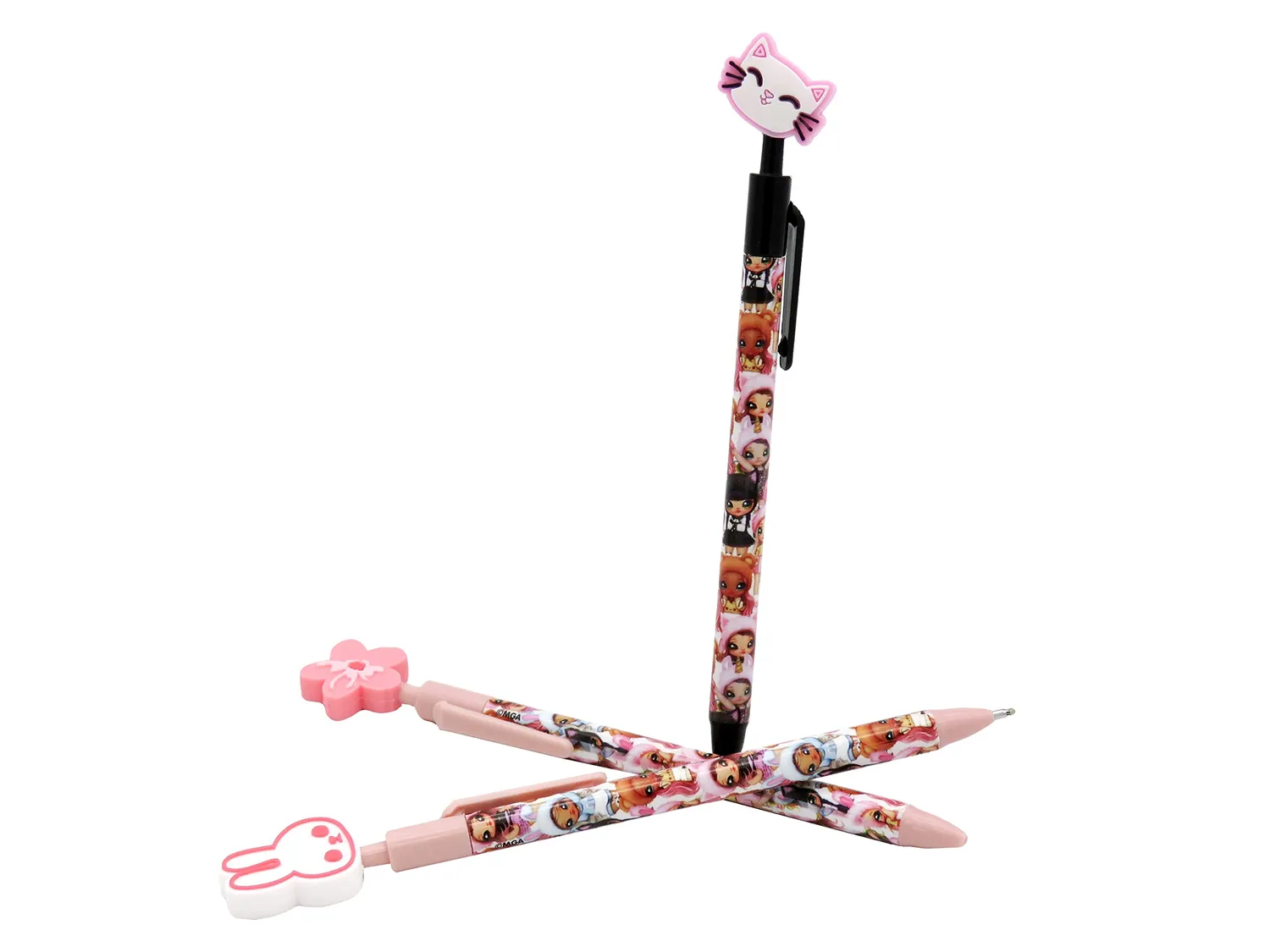 Na! Na! Na! Surprise lot 3 stylos bille chat fleur lapin
