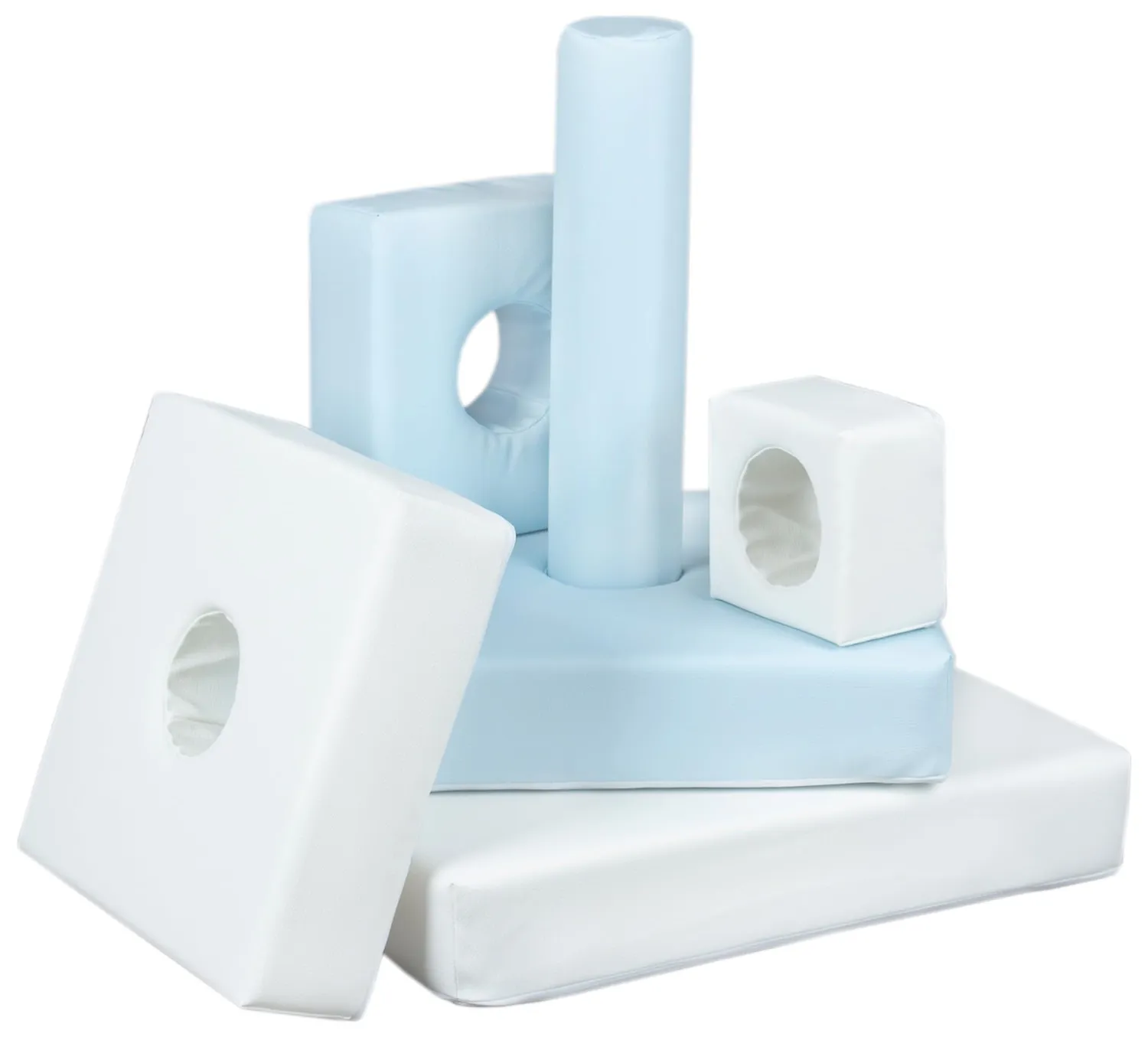 Velinda Pyramide lot 6 gros blocs en mousse blanc bleu pastel motricité