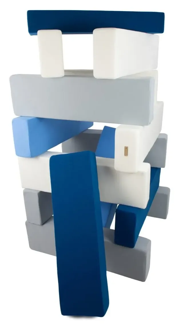 Velinda lot 15 blocs mousse motricité blanc bleu gris