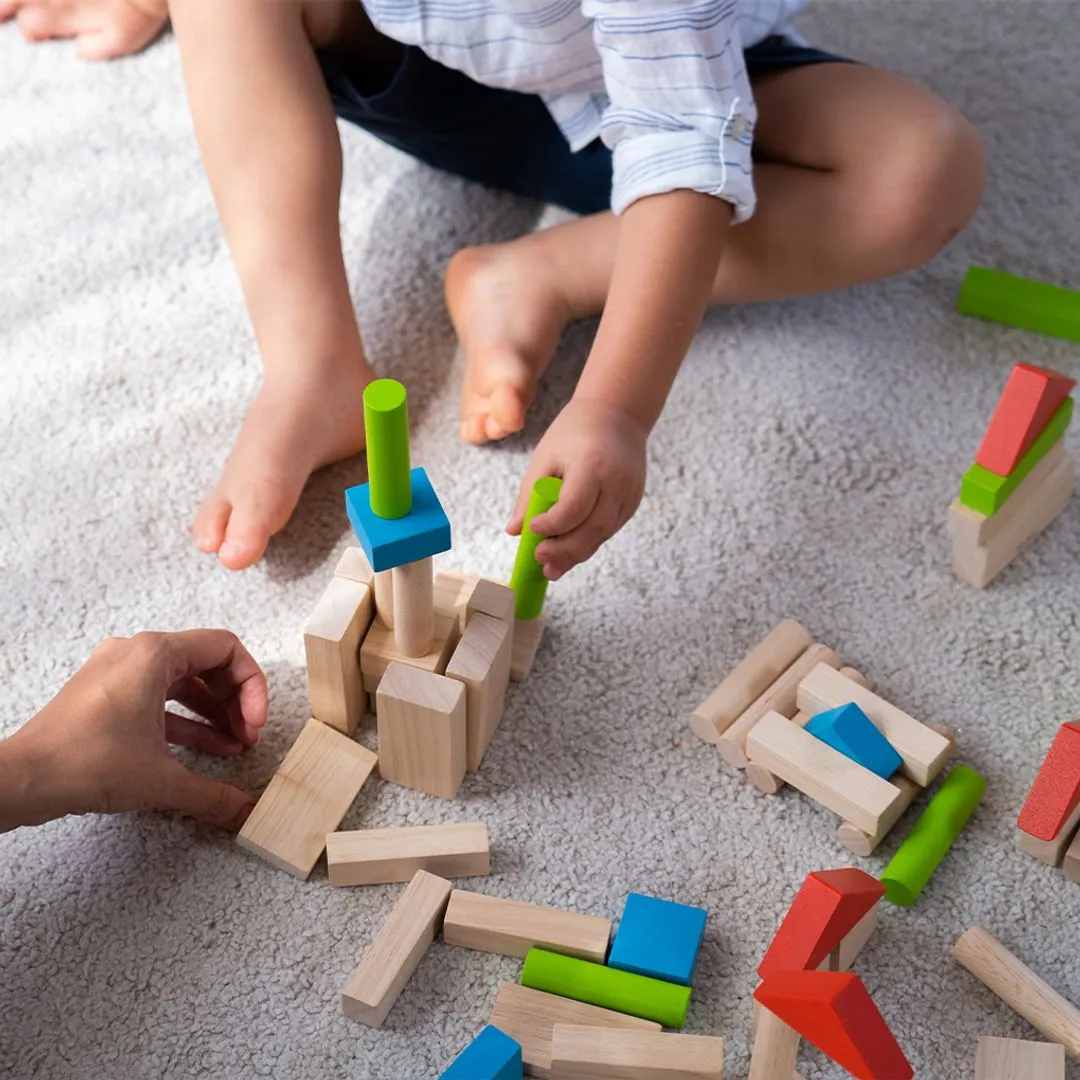 PlanToys Unit Blocks 40 blocs de construction en bois colorés
