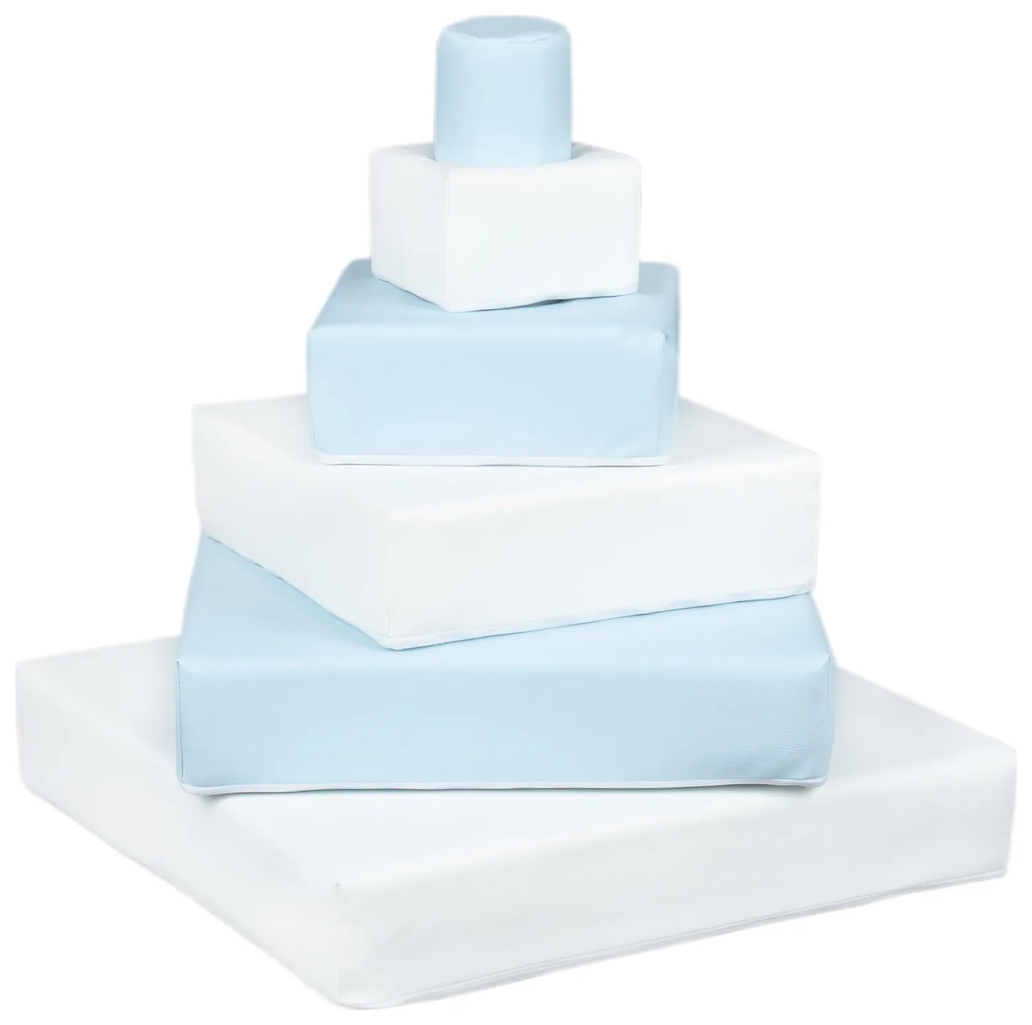Velinda Pyramide lot 6 gros blocs en mousse blanc bleu pastel motricité